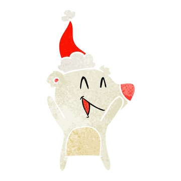 recommend clip art: laughing polar bear retro cartoon of a wearing santa hat