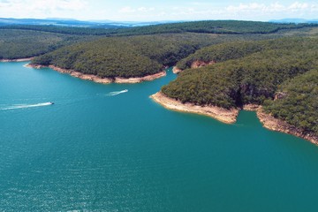 Fototapeta na wymiar Aerial view of Capitolio's lagoon, Minas Gerais, Brazil. Furnas's dam. Tropical travel. Travel destination. Vacation travel.