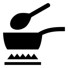 Skillet With Spoon Icon