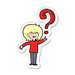 sticker of a cartoon confused woman