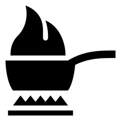 Frying Pan With Flame Icon