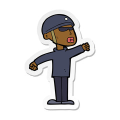 sticker of a cartoon security guy