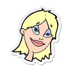 sticker of a cartoon happy woman