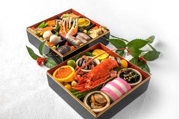 代表的な日本料理　折詰　Japanese food set(osechi)