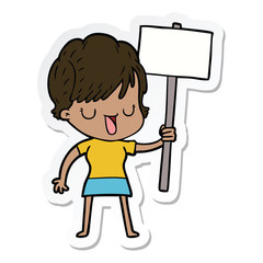 sticker of a cartoon woman talking