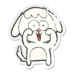 distressed sticker of a cute cartoon dog