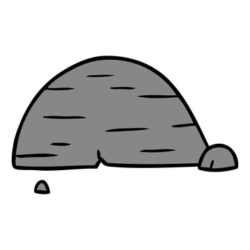 cartoon doodle of grey stone boulder