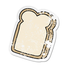 distressed sticker of a quirky hand drawn cartoon slice of bread