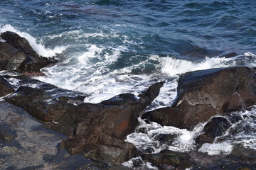 Seashore landscape white waves / Izu peninsula , Shizuoka Prefecture Jpan.