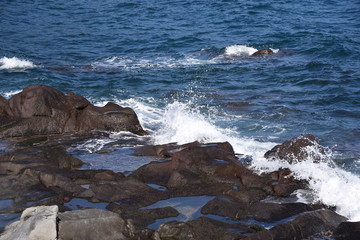 Seashore landscape white waves / Izu peninsula , Shizuoka Prefecture Jpan.