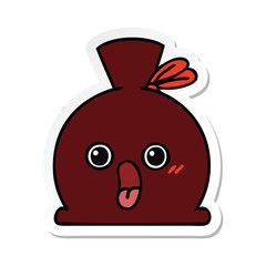 sticker of a cute cartoon sack