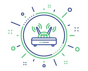 Wifi router line icon. Computer component sign. Internet symbol. Quality design elements. Technology wifi button. Editable stroke. Vector