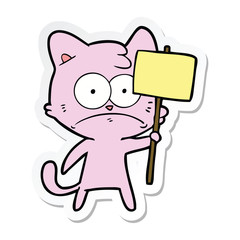 sticker of a cartoon nervous cat