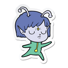 sticker of a cartoon alien girl