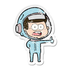 Obraz premium distressed sticker of a cartoon surprised astronaut