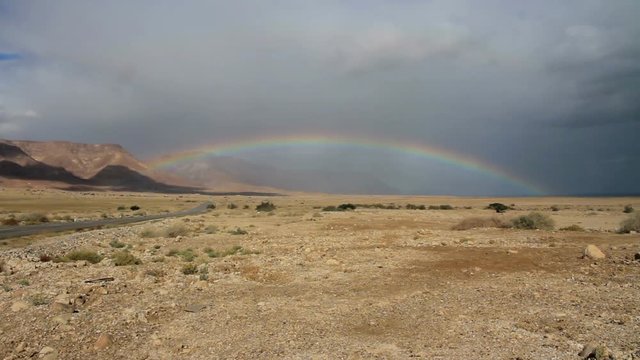 Rainbow in the Desert Beautiful shot of Desert Rainbow Israel