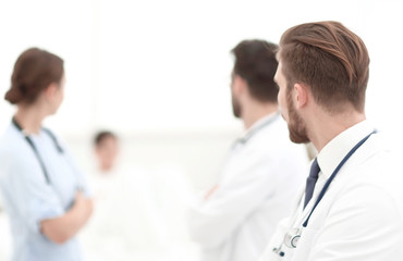 group of doctors in a medical office.