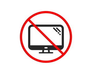 No or Stop. Computer icon. PC component sign. Monitor symbol. Prohibited ban stop symbol. No computer icon. Vector