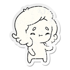 distressed sticker cartoon of a kawaii cute ghost