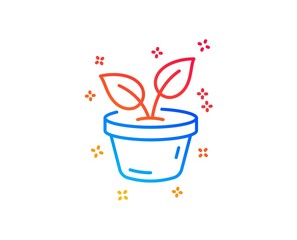 Leaves line icon. Grow plant leaf sign. Environmental care symbol. Gradient design elements. Linear leaves icon. Random shapes. Vector