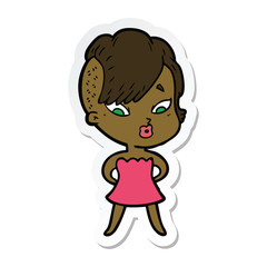 sticker of a cartoon surprised girl