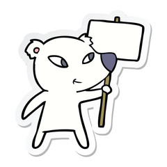sticker of a cute cartoon polar bear with protest sign