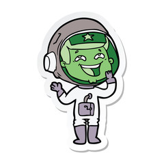 sticker of a cartoon laughing astronaut