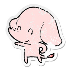 distressed sticker of a cute cartoon elephant