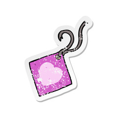 retro distressed sticker of a cartoon gift tag
