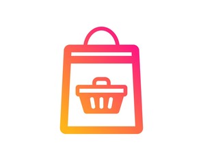 Shopping bag with cart icon. Supermarket buying sign. Sale symbol. Classic flat style. Gradient online buying icon. Vector