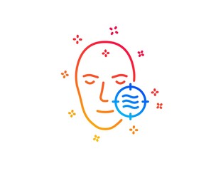 Problem face skin line icon. Need facial care sign. Target symbol. Gradient design elements. Linear problem skin icon. Random shapes. Vector
