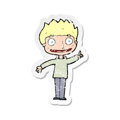 Obraz premium retro distressed sticker of a cartoon happy boy