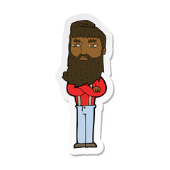 sticker of a cartoon serious man with beard