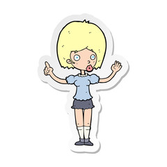 sticker of a cartoon woman explaining her point