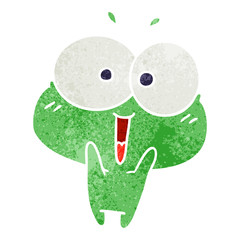 retro cartoon kawaii excited cute frog