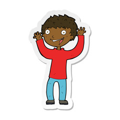 sticker of a cartoon excited boy