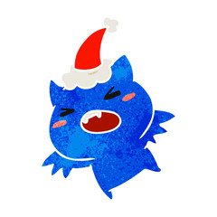 christmas retro cartoon of kawaii bat