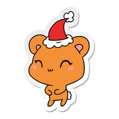 christmas sticker cartoon of kawaii bear