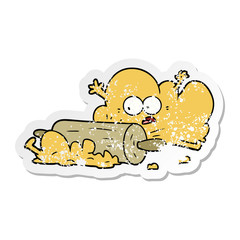 distressed sticker of a cartoon dough being rolled out