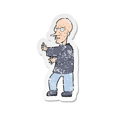 retro distressed sticker of a cartoon mean looking man