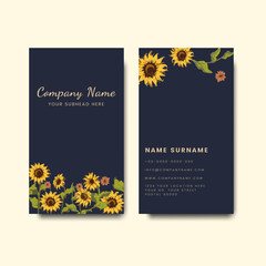 Business card mockups with sunflower design