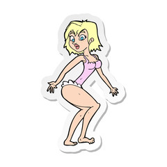 sticker of a cartoon woman in lingerie