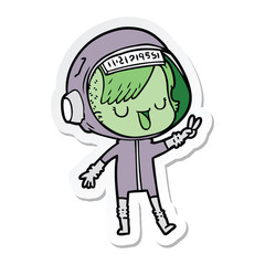 sticker of a cartoon astronaut woman
