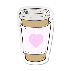 sticker of a cartoon I love coffee cup