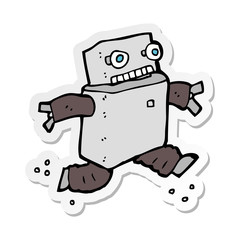 sticker of a cartoon running robot