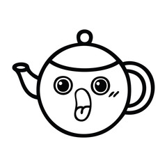 line drawing cartoon tea pot