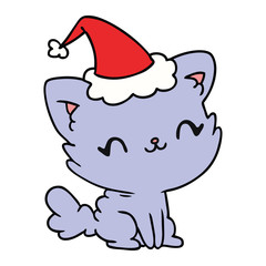 christmas cartoon of kawaii cat
