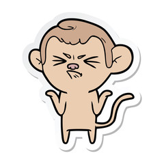 sticker of a cartoon annoyed monkey