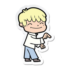 sticker of a cartoon happy boy