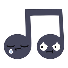 flat color retro cartoon musical note